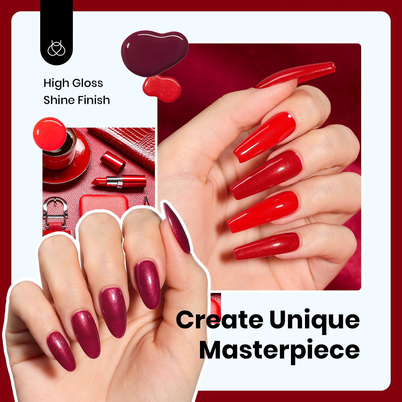 Beetles: esmalte gel rojo frambuesa con brillo intenso para estilo diario.