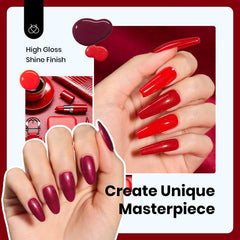 Beetles: esmalte gel rojo frambuesa con brillo intenso para estilo diario.
