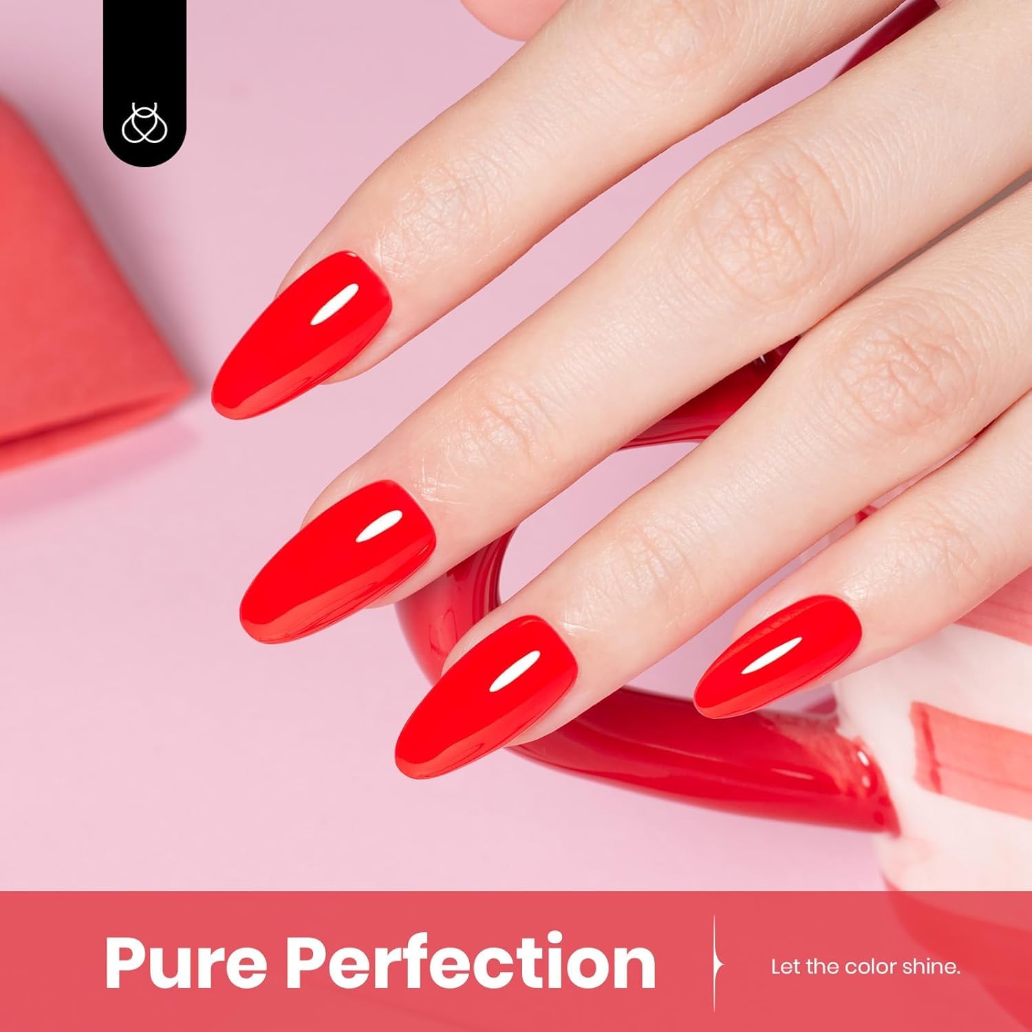 Beetles Esmalte gel rojo curado con LED para secado rápido.