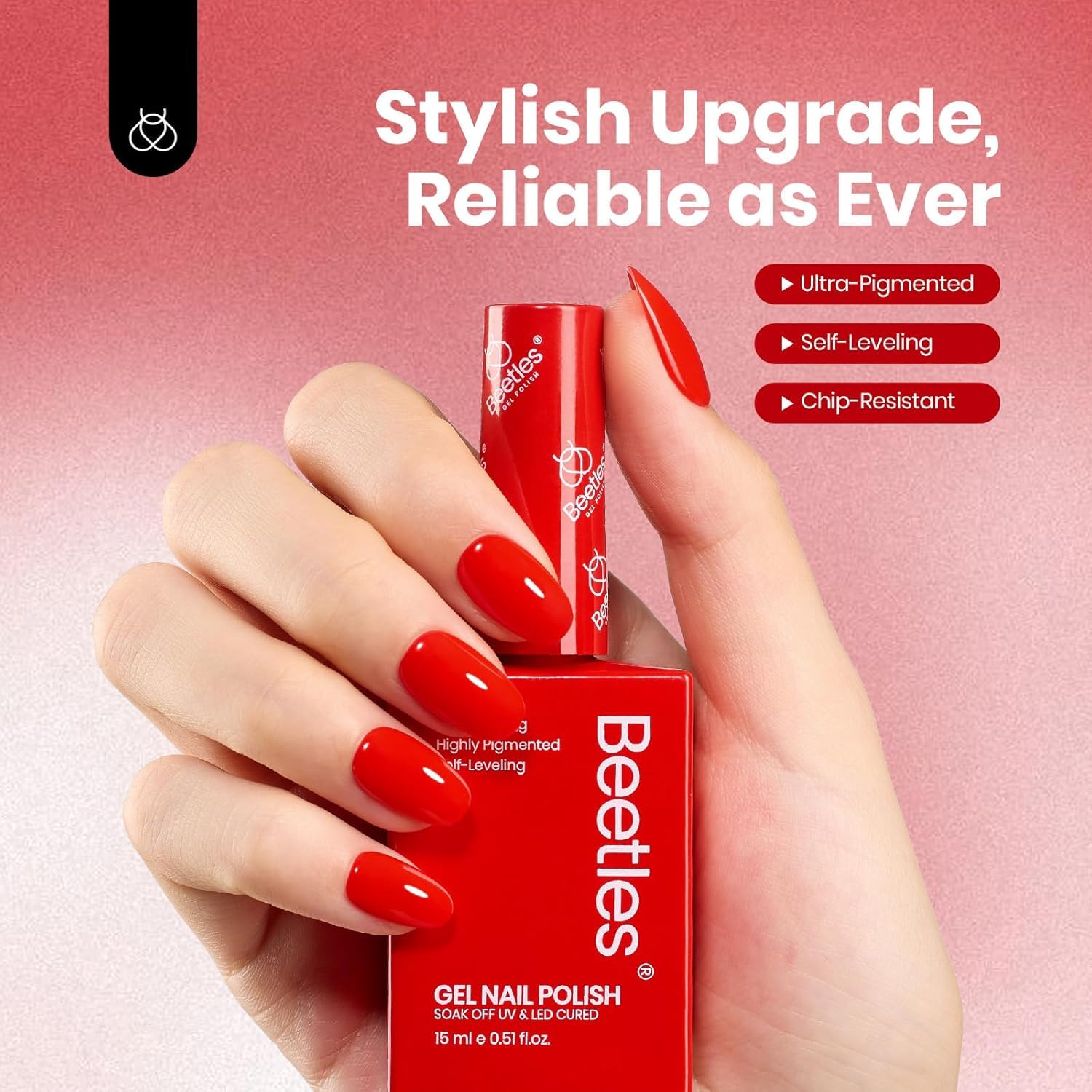 Beetles Esmalte gel rojo kit para cuidado de uñas en casa.