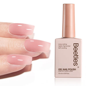 Beetles Esmalte gel rosado desnudo, 15 ml, acabado translúcido para uñas.