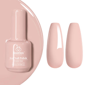 Beetles Esmalte Gel translúcido 15 ml en tono rosa claro para uñas naturales, vista de la botella.