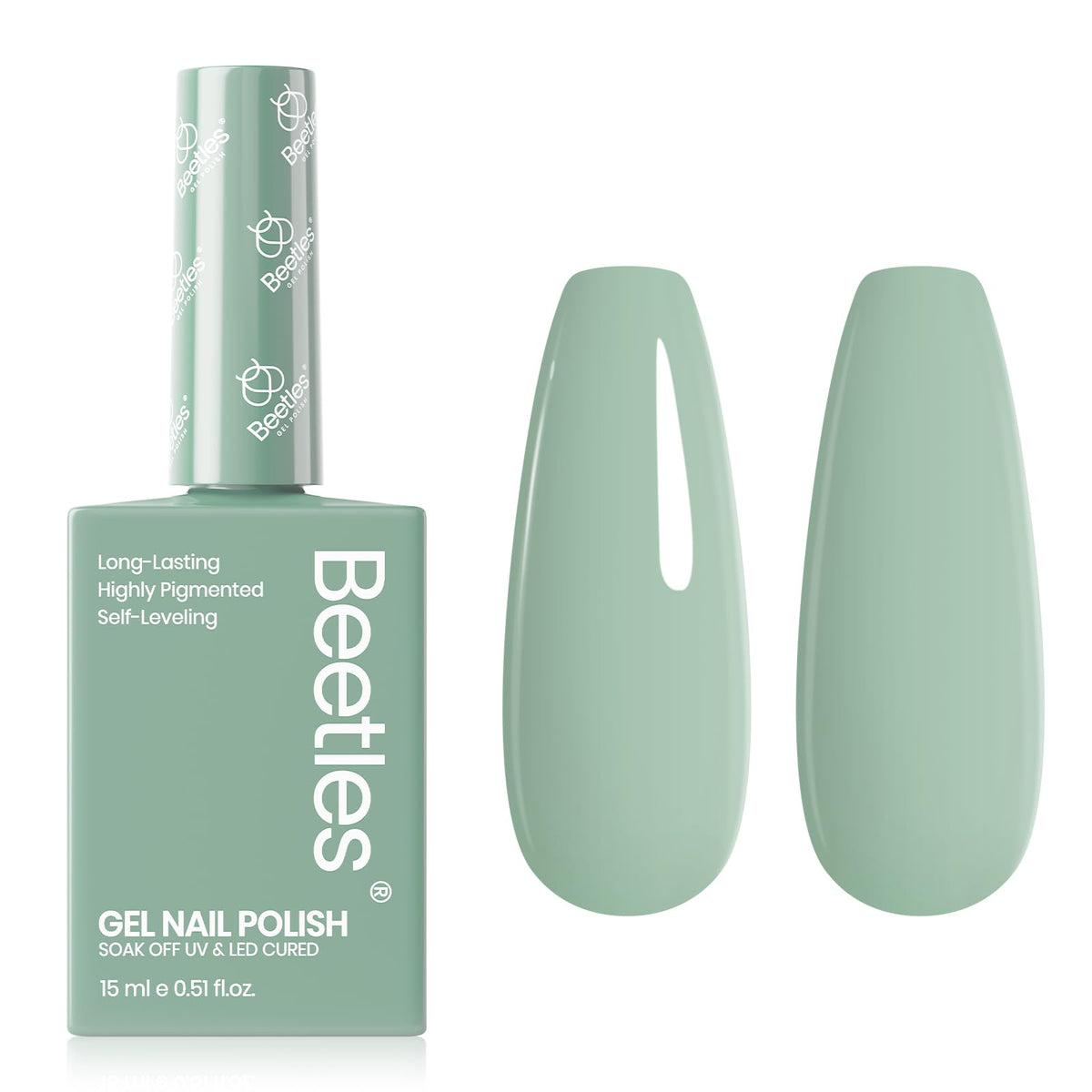Beetles Esmalte Gel Verde Salvia: bote verde suave para manicura elegante