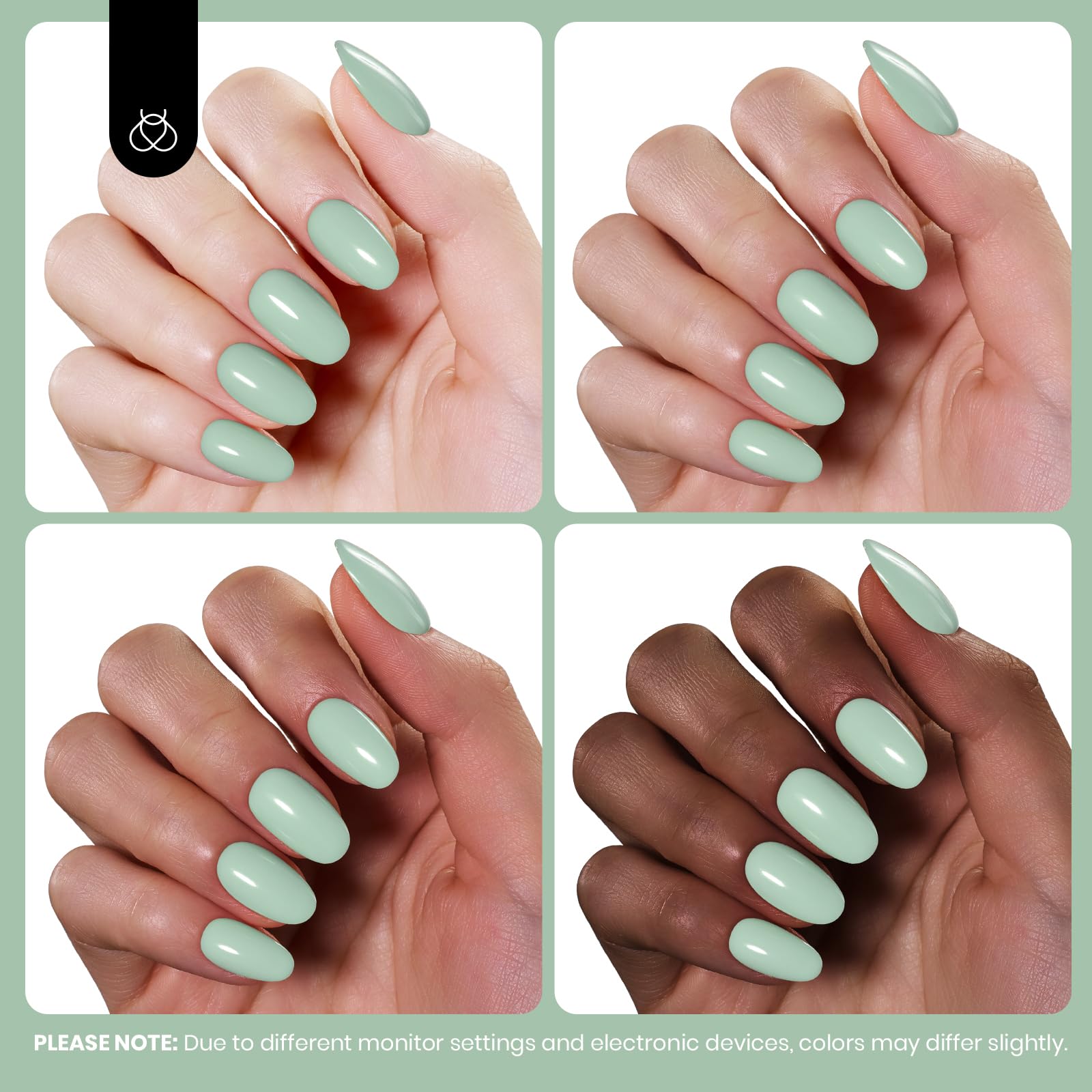 Beetles Esmalte Gel Verde Salvia: curado con LED para secado rápido