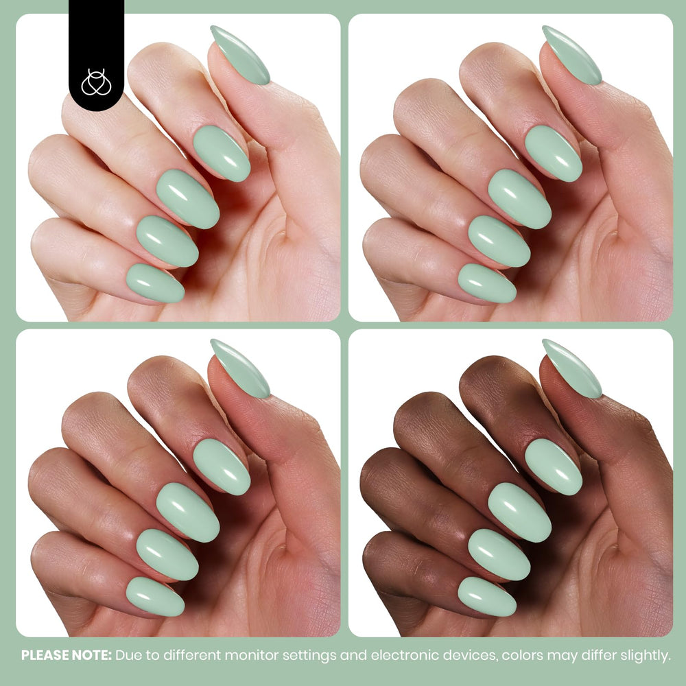 Beetles Esmalte Gel Verde Salvia: curado con LED para secado rápido
