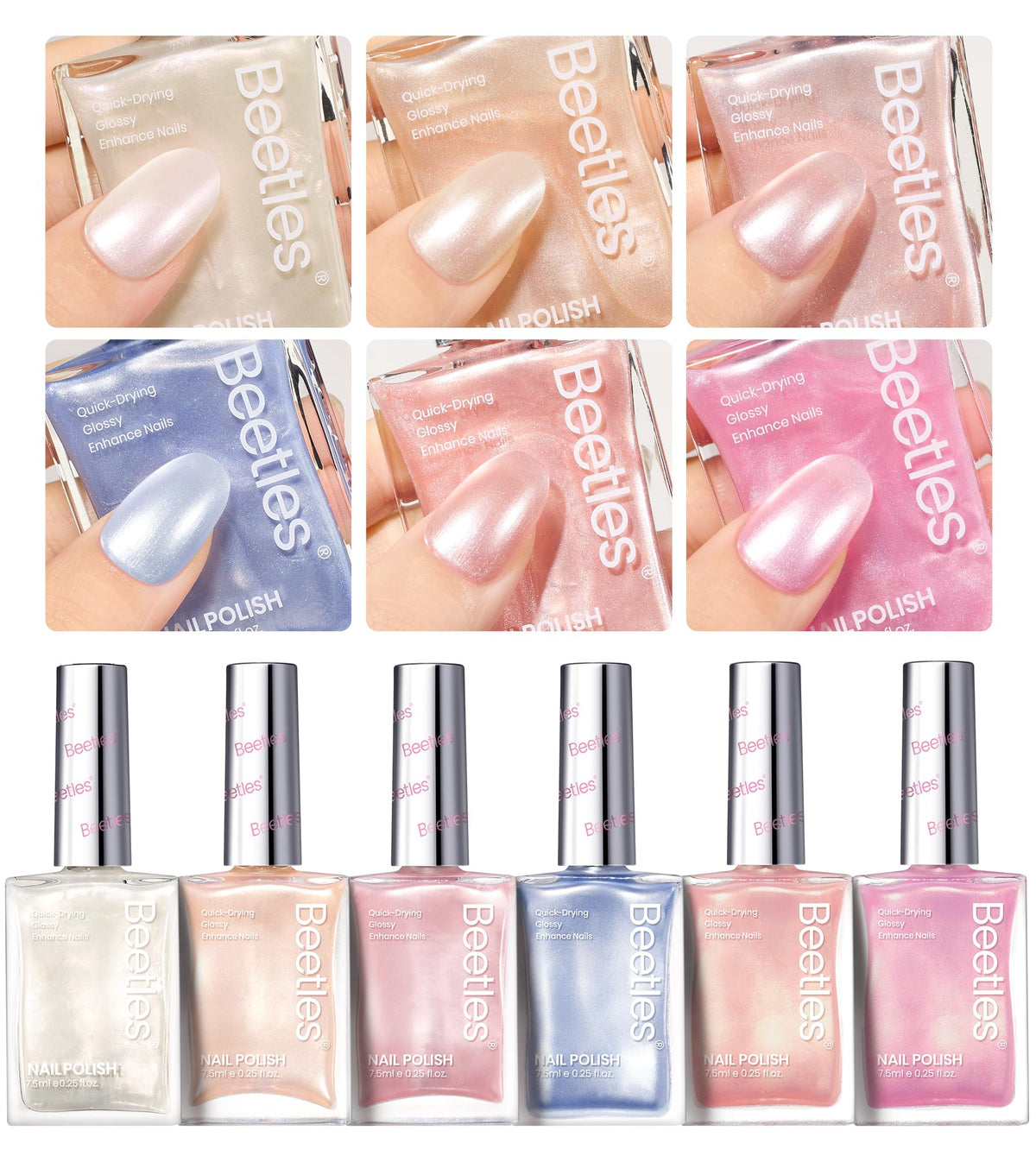 Beetles Esmalte perlado rosa suave para uñas, brillo duradero.