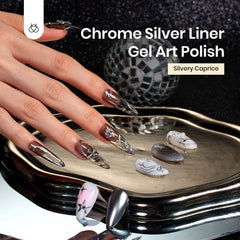 Beetles Espejo Plata Delineador Uñas: acabado espejo para look futurista.