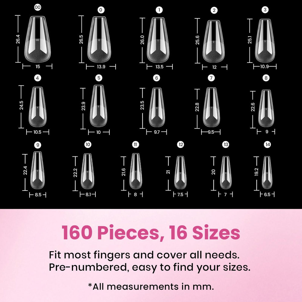 Beetles Flat-X Coffin Medium puntas transparentes para extensiones rápidas en casa