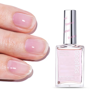 Fortalecedor Beetles para uñas, rosa, brillo suave y botella atractiva