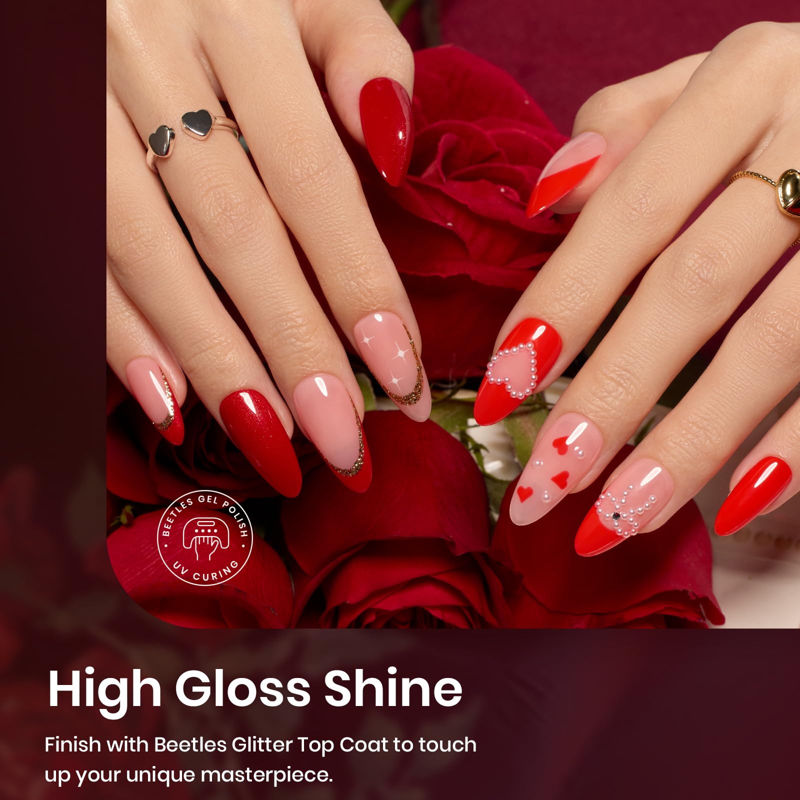 Beetles Gel Uñas Rojas facilita la aplicación, ideal para manicura casera.