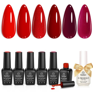 Beetles Gel Uñas Rojas: conjunto de 6 colores para un acabado perfecto en casa.