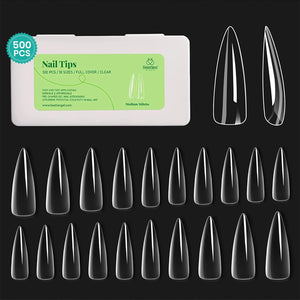 Beetles Gel Nail Tips transparentes en estileto, 500 piezas, extensión rápida