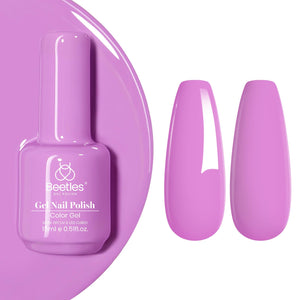 Beetles Gel Polish en botella morada pastel, ideal para un look suave y primaveral.