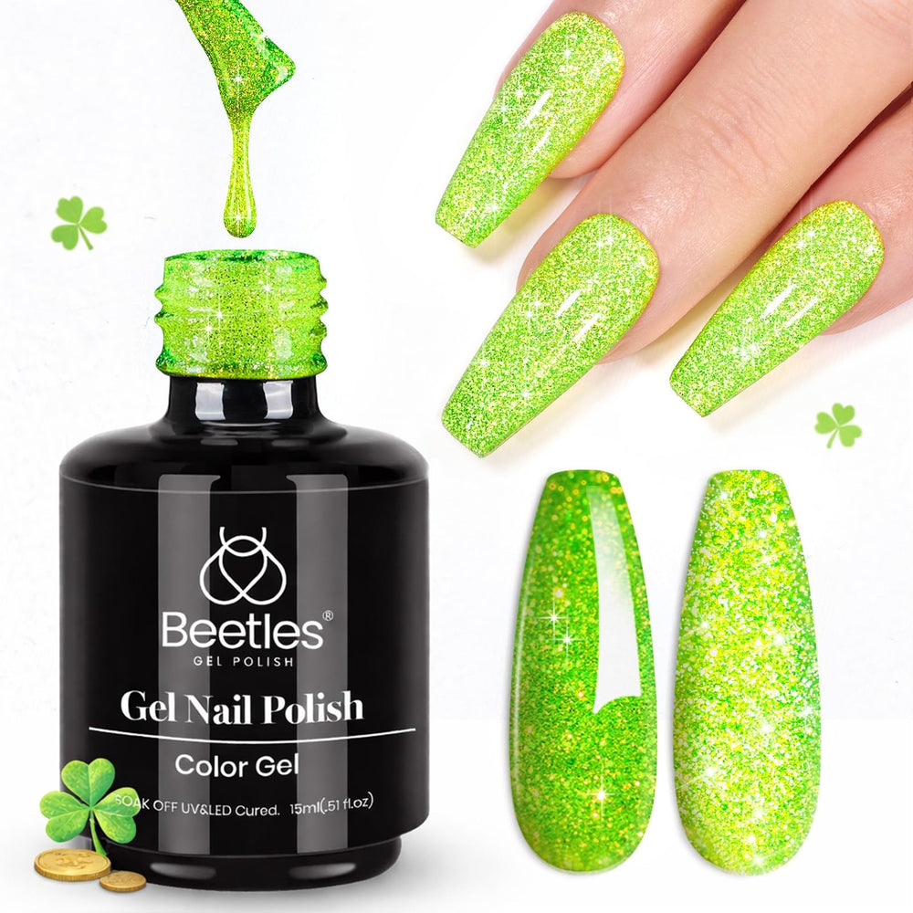 Beetles Gel Polish verde lima para uñas con brillo intenso