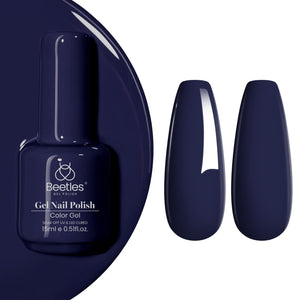 Beetles Gel Polish Midnight Navy 15 ml, tono azul marino para uñas elegantes y duraderas.