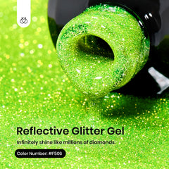 Beetles Gel Polish glitter verde para uñas llamativas