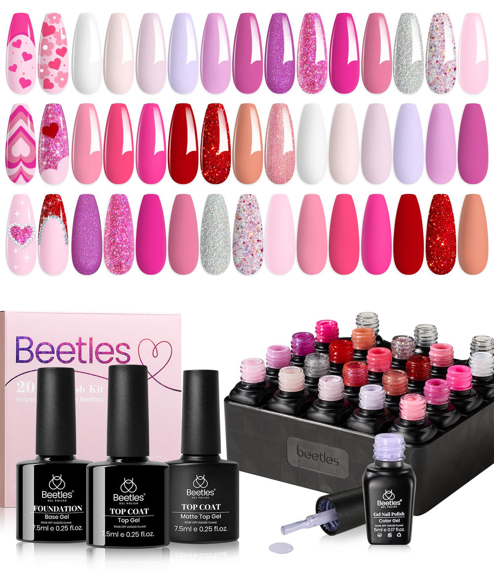 Beetles Gel Polish: set de 20 tonos rosa para uñas radiantes