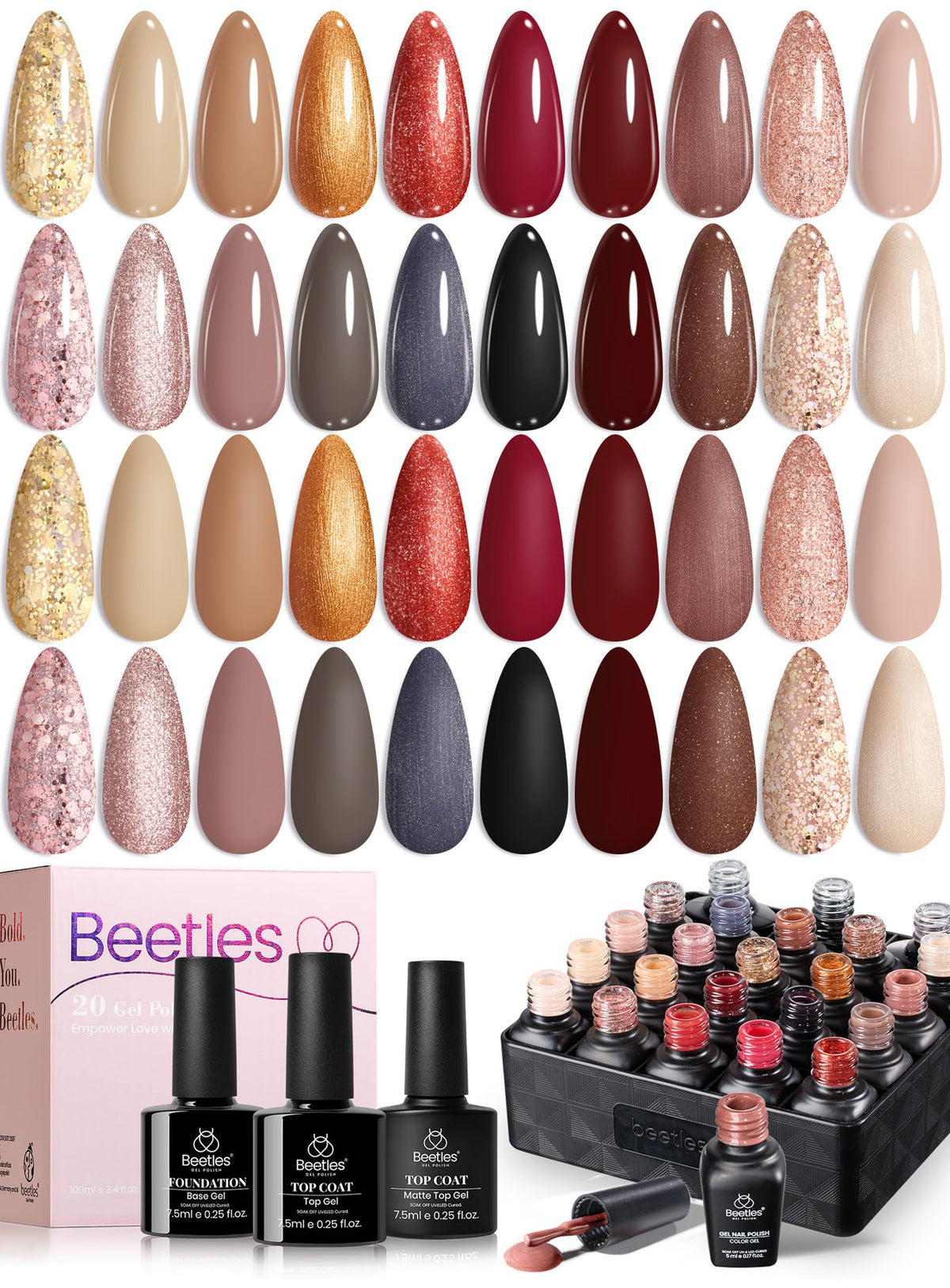 Beetles Gel Polish 20 colores: paleta amplia para propuestas diarias.