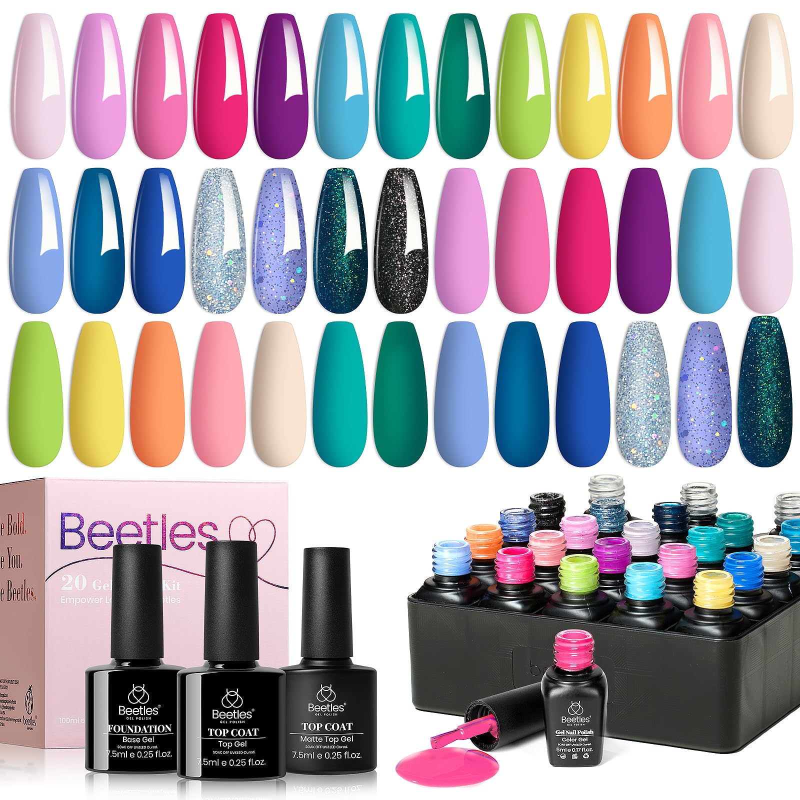 Beetles Gel Polish: set de colores arcoíris para uñas vibrantes y duraderas