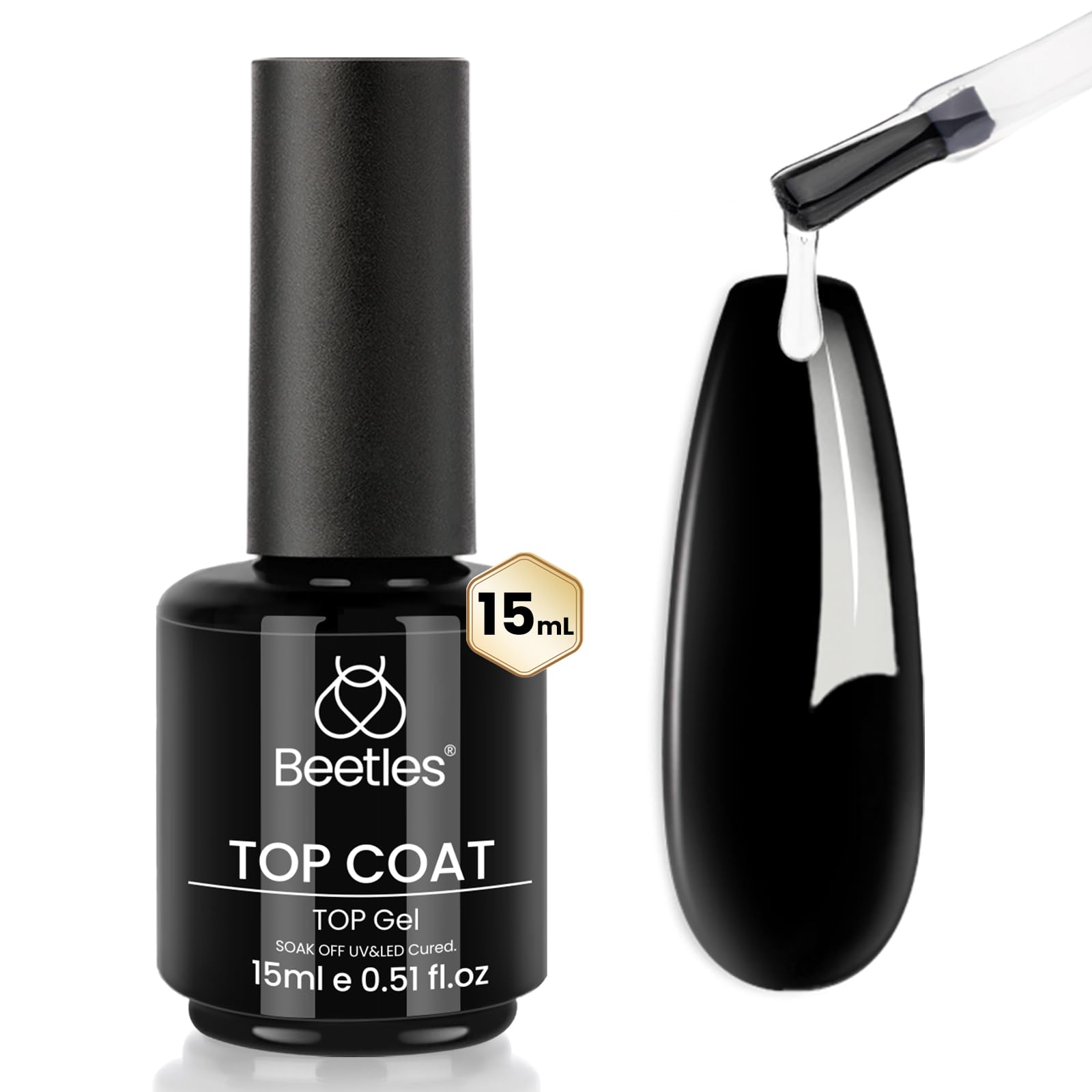 Beetles Gel Top Coat brillo espejo en botella para uñas duraderas