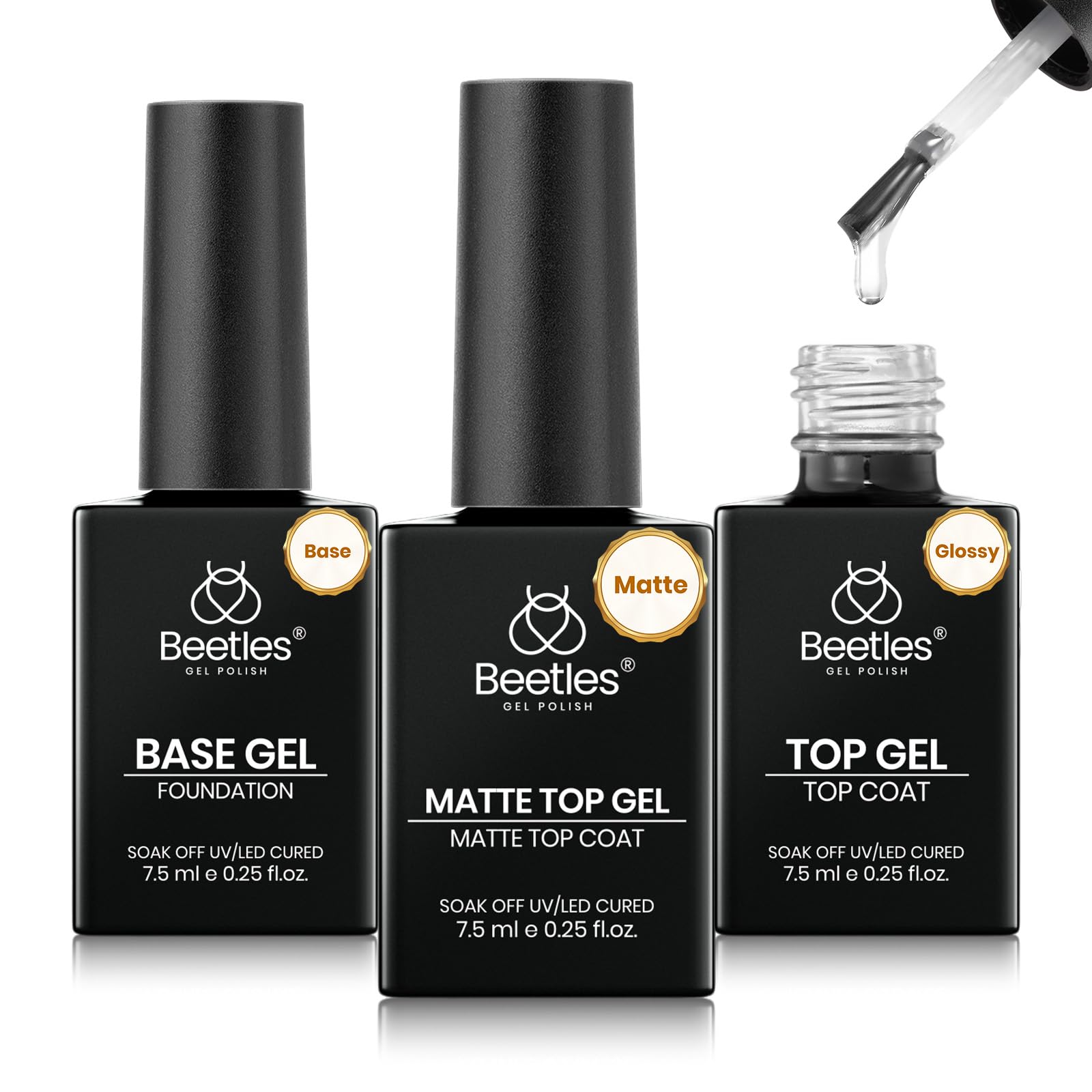 Beetles capa superior de gel brillo ofrece brillo duradero para uñas.