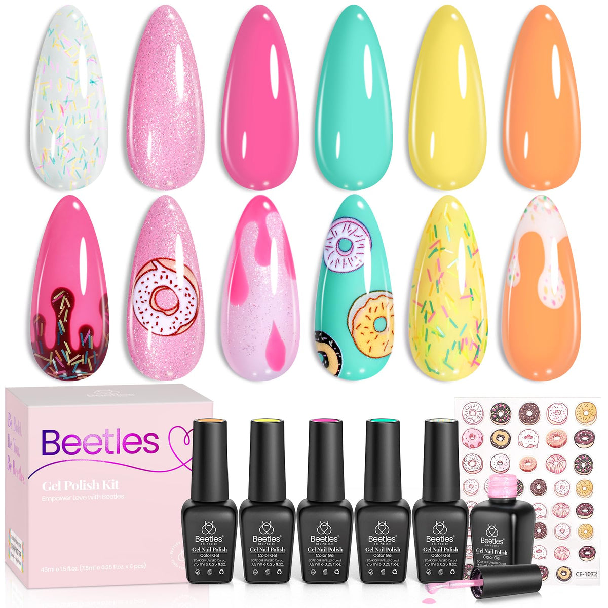 Beetles Gel UV Conjunto Helado Naranjado, tono pastel suave para uñas elegantes.
