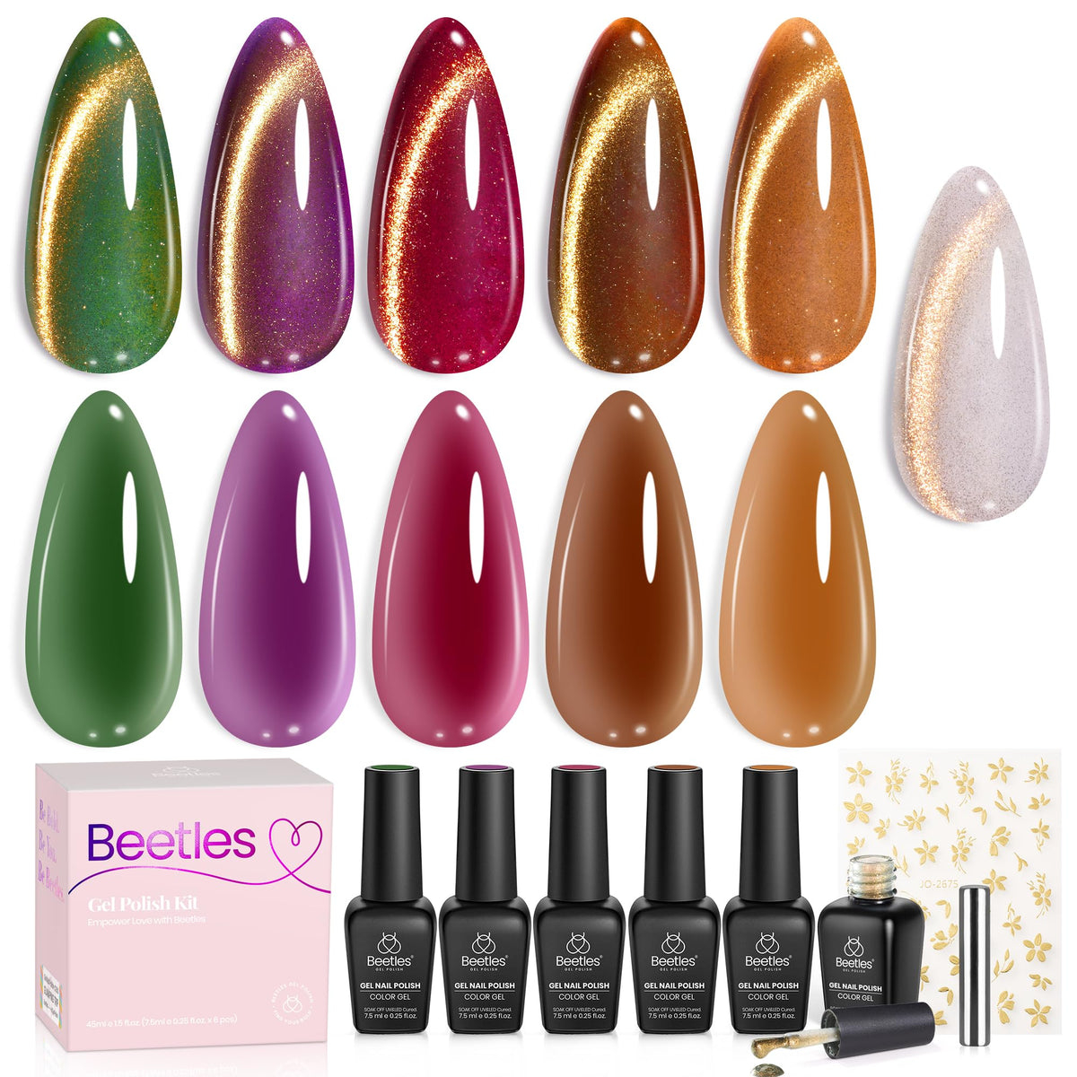 Beetles Gilded Lull Cat Eye Jelly: paleta de colores para uñas con efecto ojo de gato