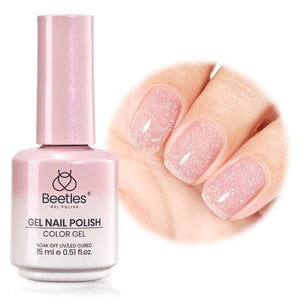 Beetles Esmalte de gel rosa, botella de 15 ml con brillo suave y duradero para uñas.
