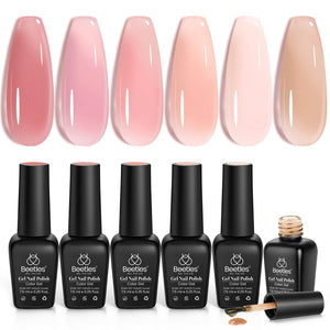 Beetles Jelly Gel Esmalte para uñas en rosa nude traslúcido, acabado suave.