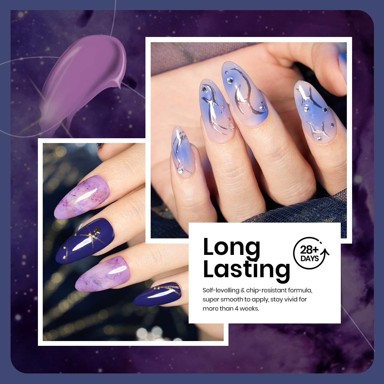 Beetles manicura: uña con tono morado y azul