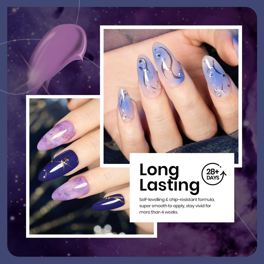 Beetles manicura: uña con tono morado y azul