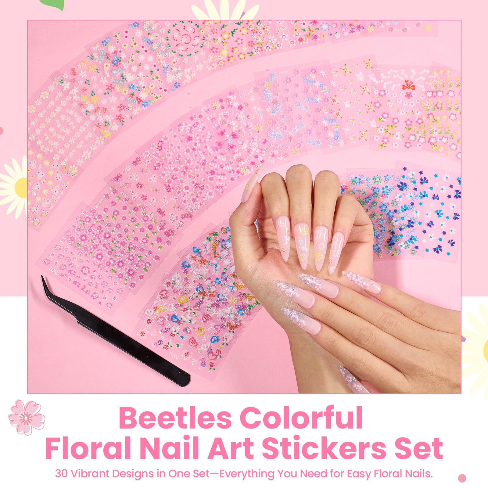 Beetles Nail Art Stickers patrones mixtos para uñas modernas