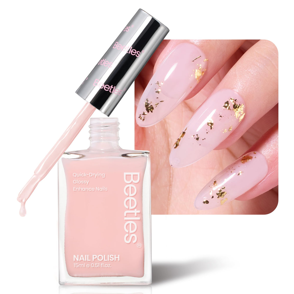 Beetles Nail Concealer: rosado jelly aplicado, aporta color y brillo natural