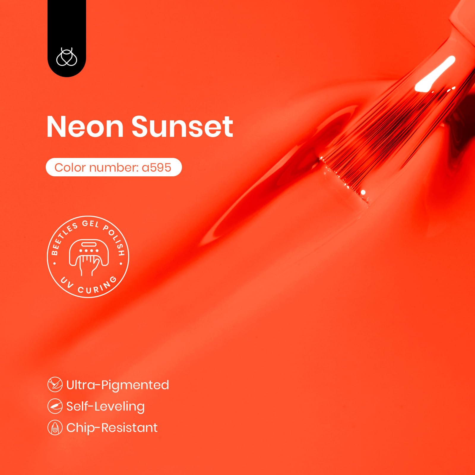 Beetles Neon Orange Gel Polish con brocha, aplicación suave para uñas en casa