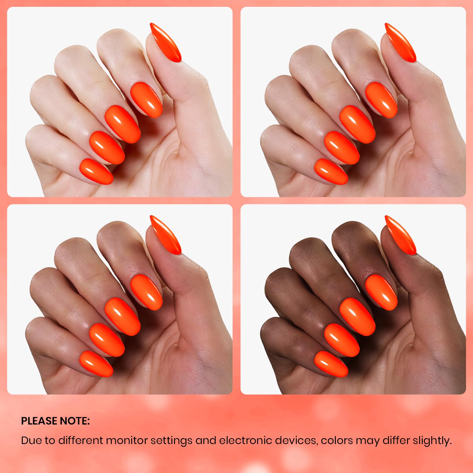 Beetles Neon Orange Gel Polish textura suave para capas limpias y diseños precisos