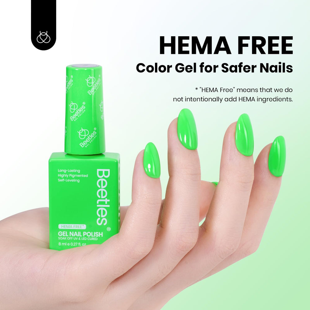 Beetles Neon Verde Gel Esmalte, aplicación suave para un acabado uniforme en uñas.