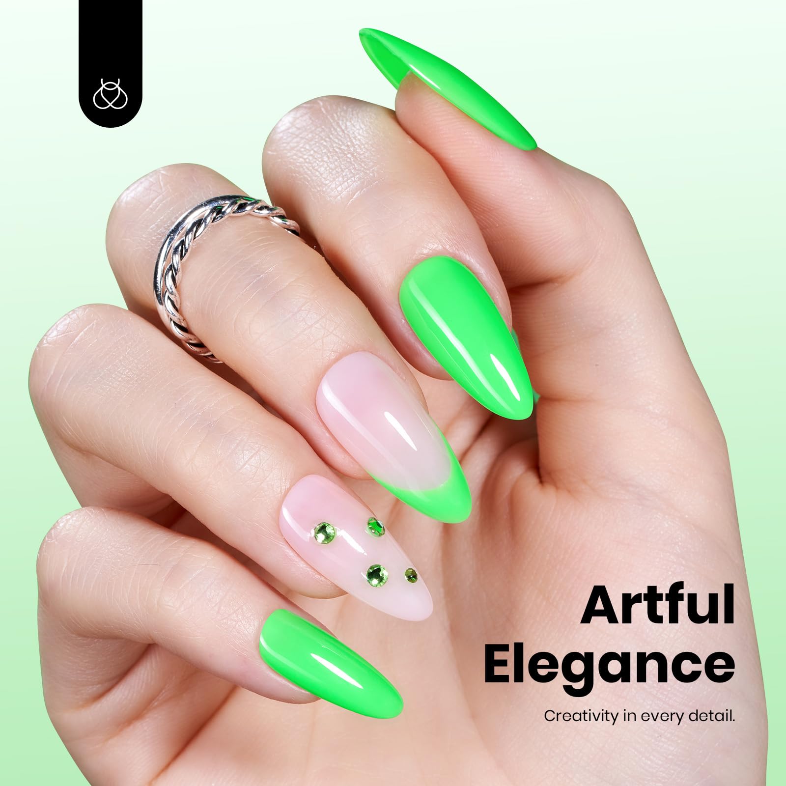 Beetles Neon Verde Gel Esmalte, curado rápidamente para uso doméstico o profesional.