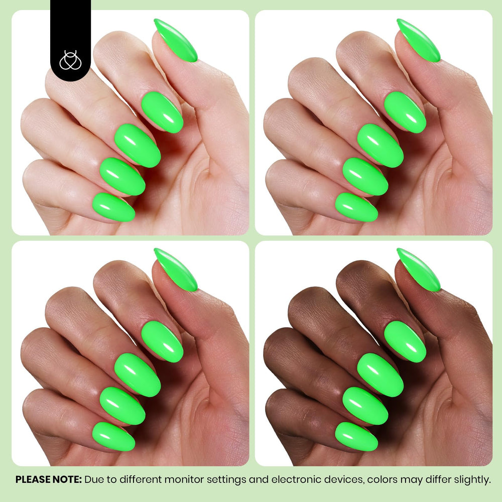 Beetles Neon Verde Gel Esmalte, pigmento duradero para manicuras más largas.
