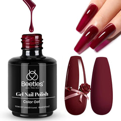 Beetles Esmalte en gel Oxblood Rojo en bote, acabado brillante para uñas