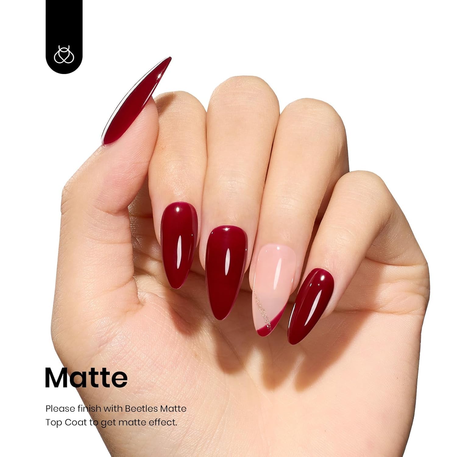 Beetles Esmalte en gel Oxblood Rojo envase de 15 ml, práctico