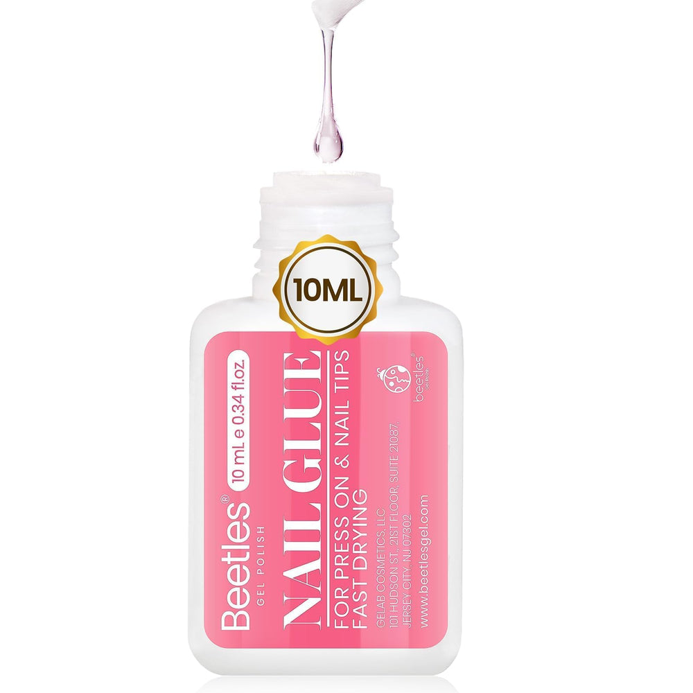 Beetles pegamento uñas 10ml con brocha, control preciso para aplicación fácil.