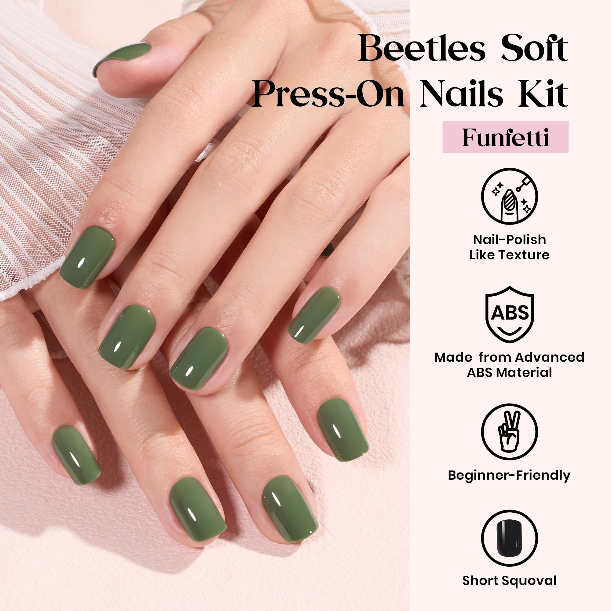 Beetles Press On Nails con 24 colores brillantes para combinar