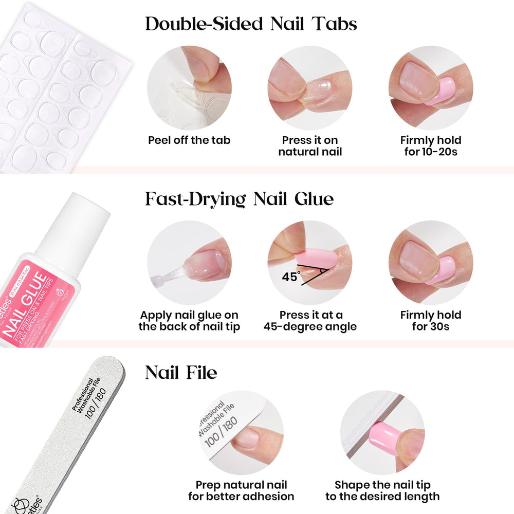 Aplicación fácil sin lámpara UV con Beetles Press On Nails