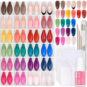 Beetles kit uñas postizas, paleta arcoíris de 24 colores para combinar estilo diario.