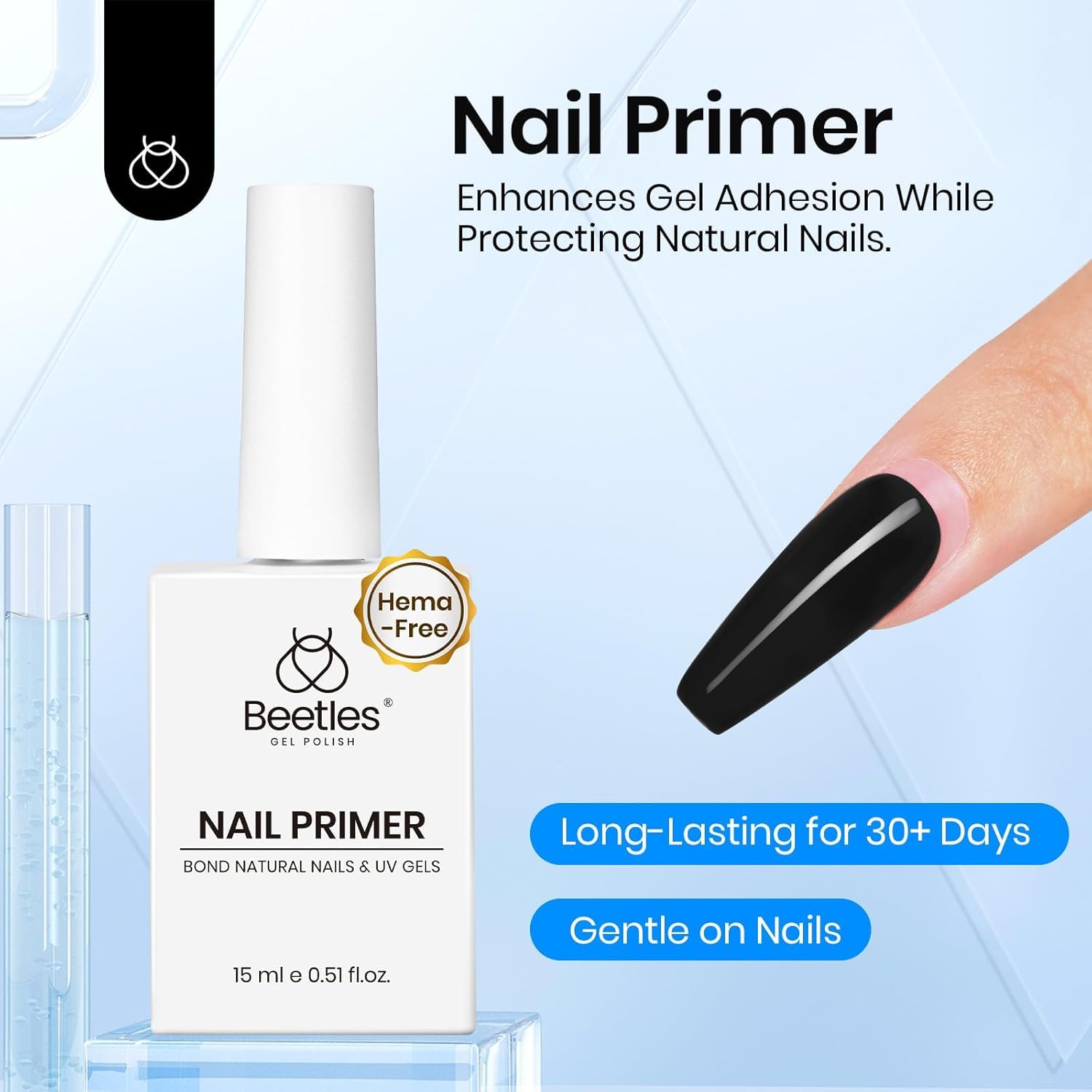Beetles primer 15 ml, botella para mejorar adherencia de gel.