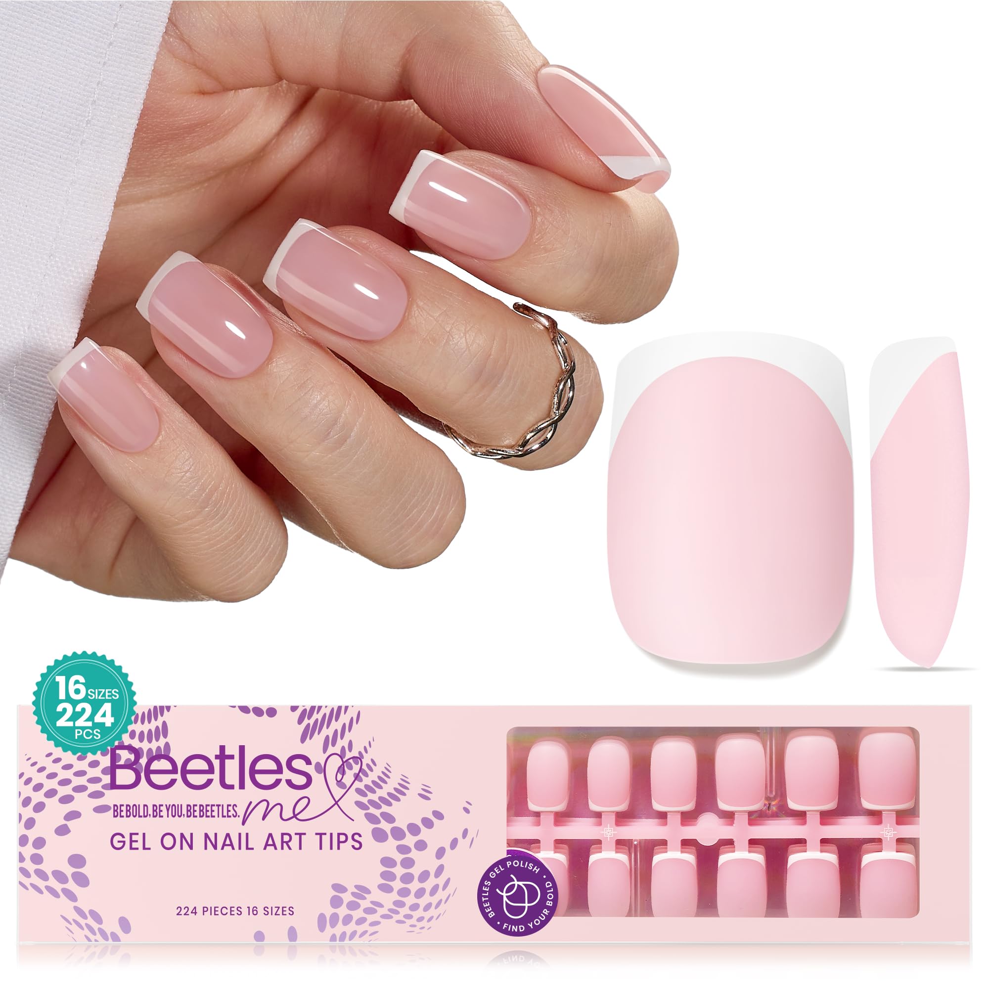 Beetles Punta Frances Corto Cuadrado – manicura rápida y duradera en casa