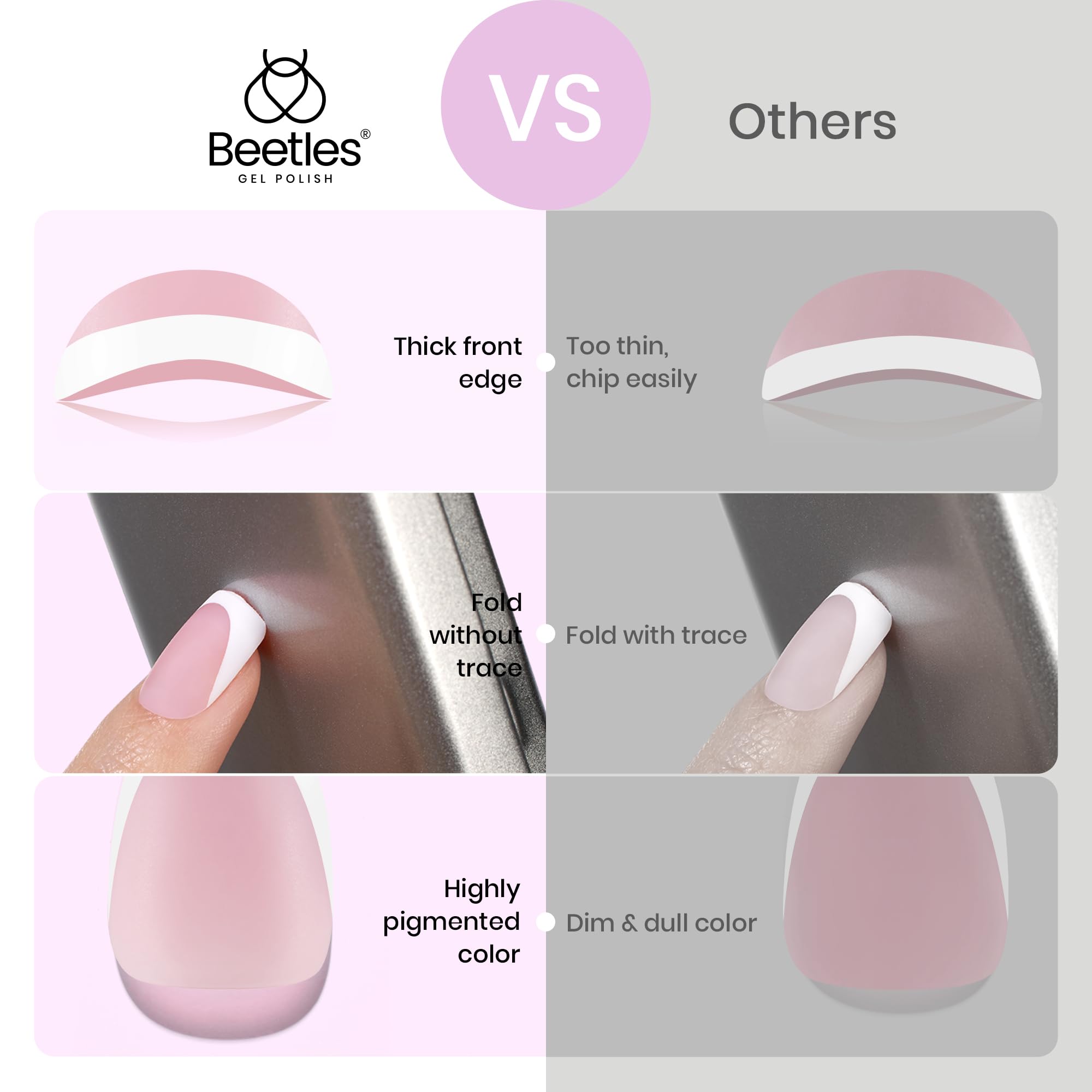 Beetles Punta Frances Corto Cuadrado – ideal para manualidades de uñas y regalos