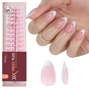 Beetles puntas francesas rosadas, acabado elegante para uñas brillantes.