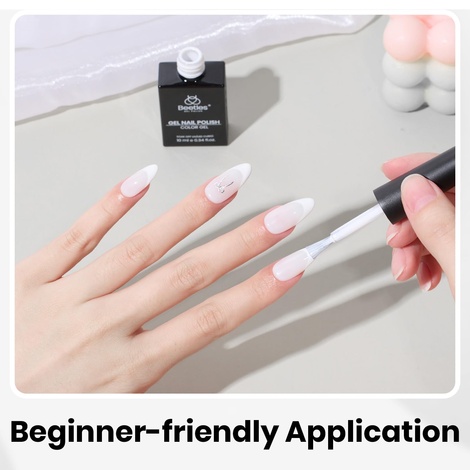 Beetles gel blanco 10ml, regalo elegante para amantes del arte de uñas.