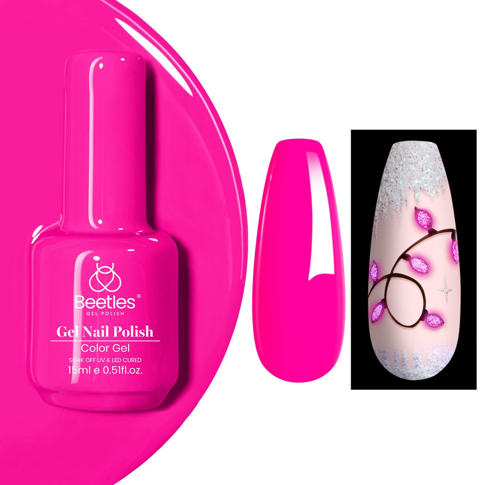 Beetles Rosa Neón Esmalte Gel: color vibrante para uñas llamativas.